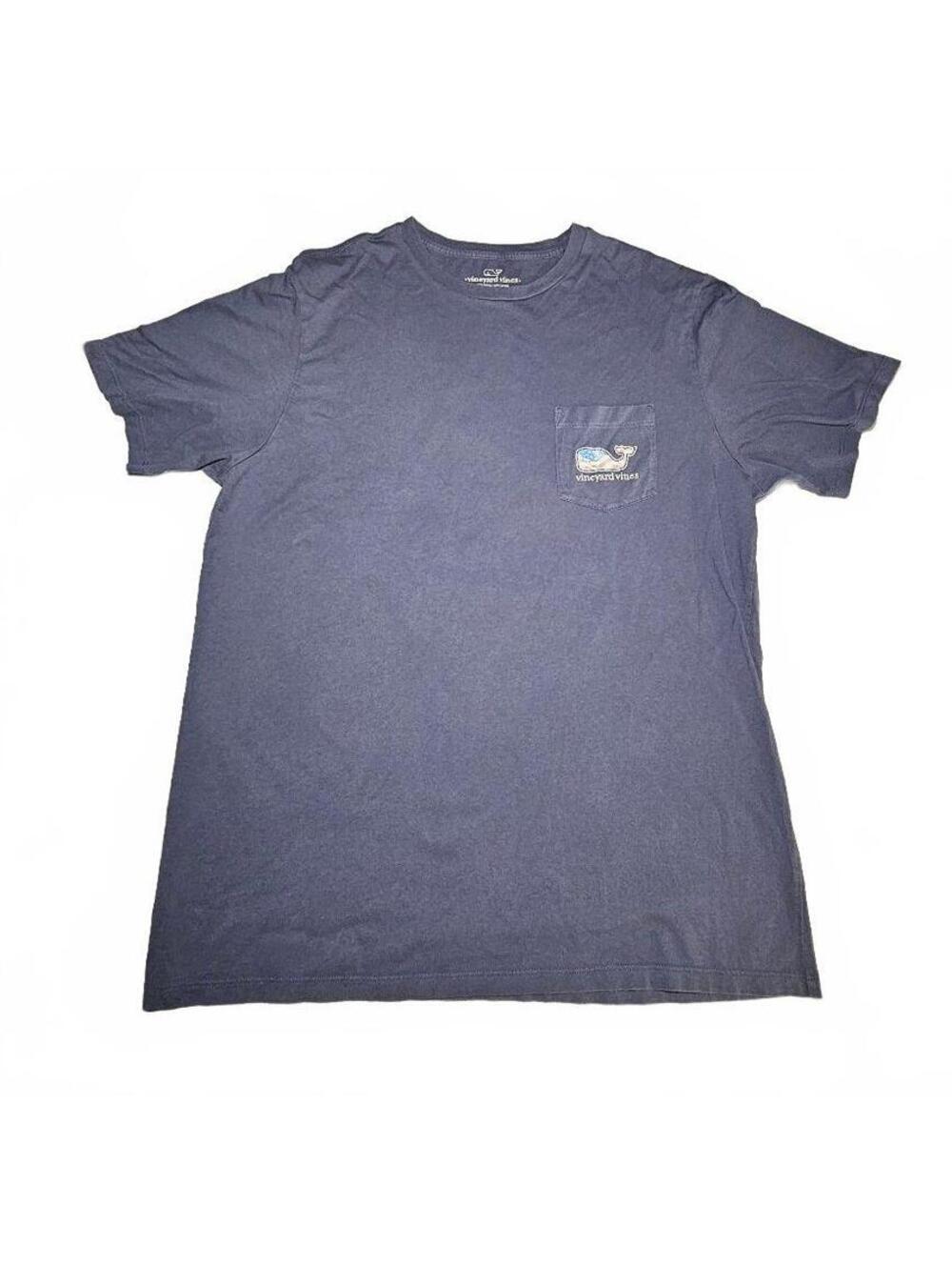 Vineyard Vines Classic Whale Pocket Tee - Large - Navy Blue with American Flag